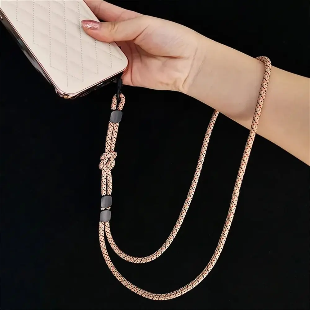 Adjustable Mobile Phone Lanyard Hand-woven Long Neck Phone Hanging Chain Nylon Dual-use Cellphone Straps Keys Keychains