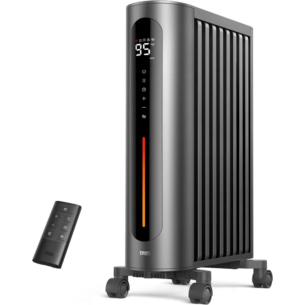 Oil Filled Radiator Heater, 1500W Radiant Heater with Remote Control, Digital Thermostat, 4 Modes,Space Heaters for Indoor