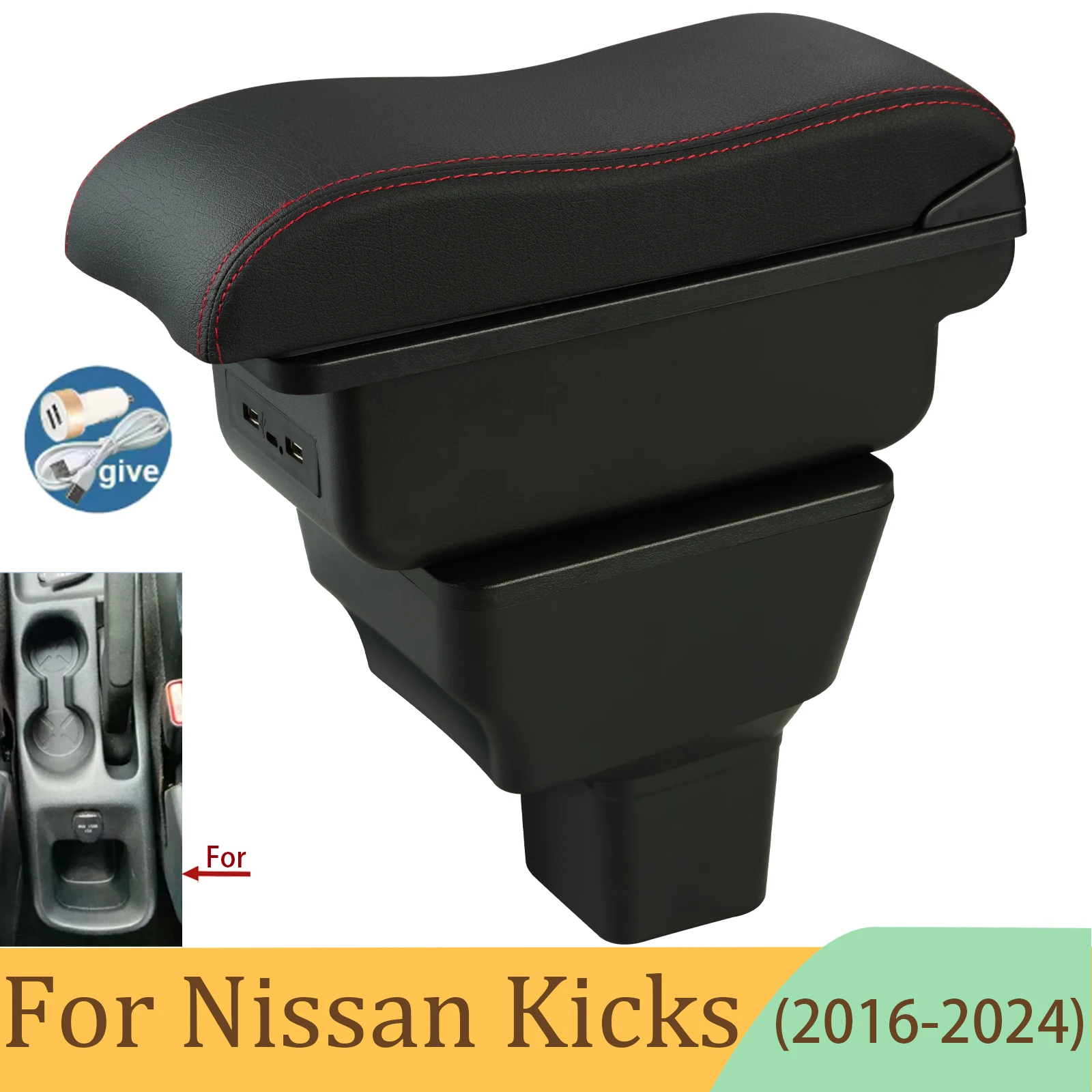 

Car Armrest box For Nissan Kicks Armrest box For Nissan Kicks Storage Box Interior Dedicated Retrofit Car Accessories 2016-2024