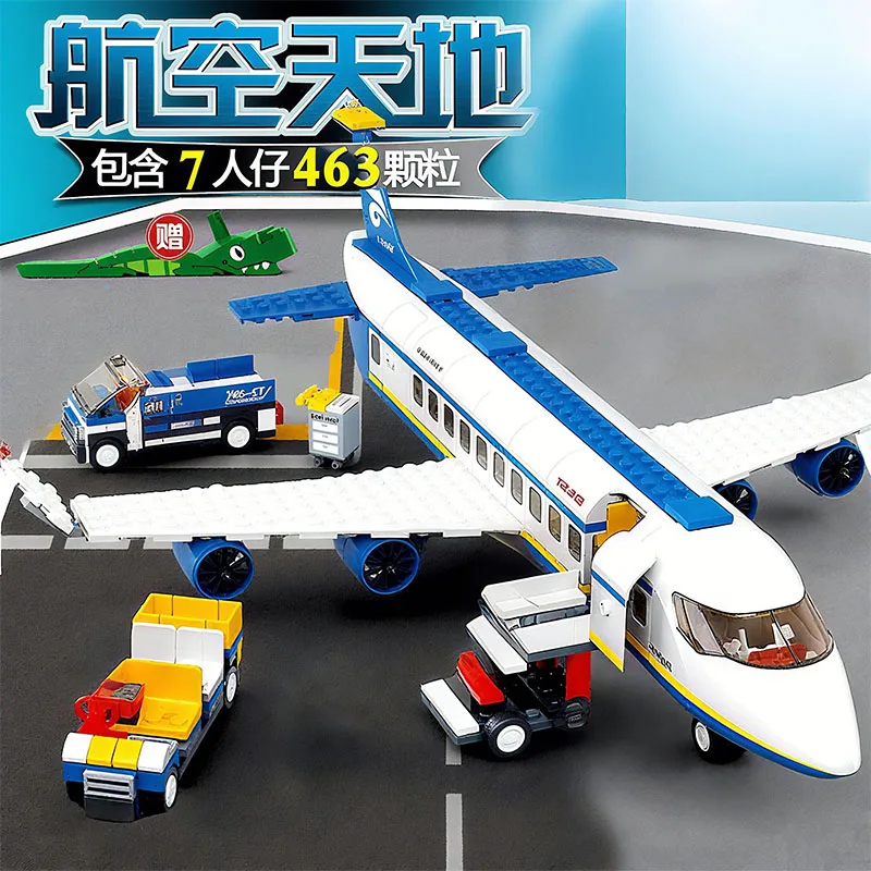Blocos de construção de aeronaves de aviação, série cidade, avião de passageiros, modelo de avião de carga, decoração de mesa, brinquedos educativos para crianças