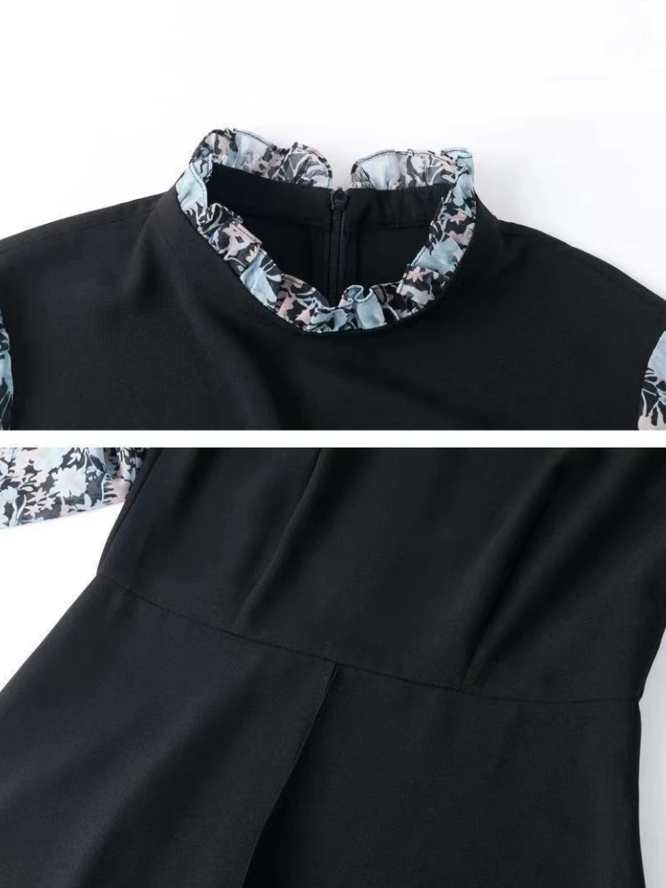 Vintage vestidos de manga longa moda feminina versátil projetado floral famoso senhoras roupas projetado temperamento suave estética ins