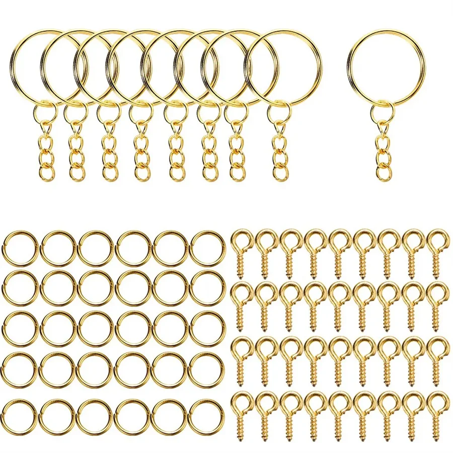 110Pcs/Set Keychain Open Jump Rings Eye Pins Jewelry Making Accessories Kits for DIY Key Chain Key Ring Pendants