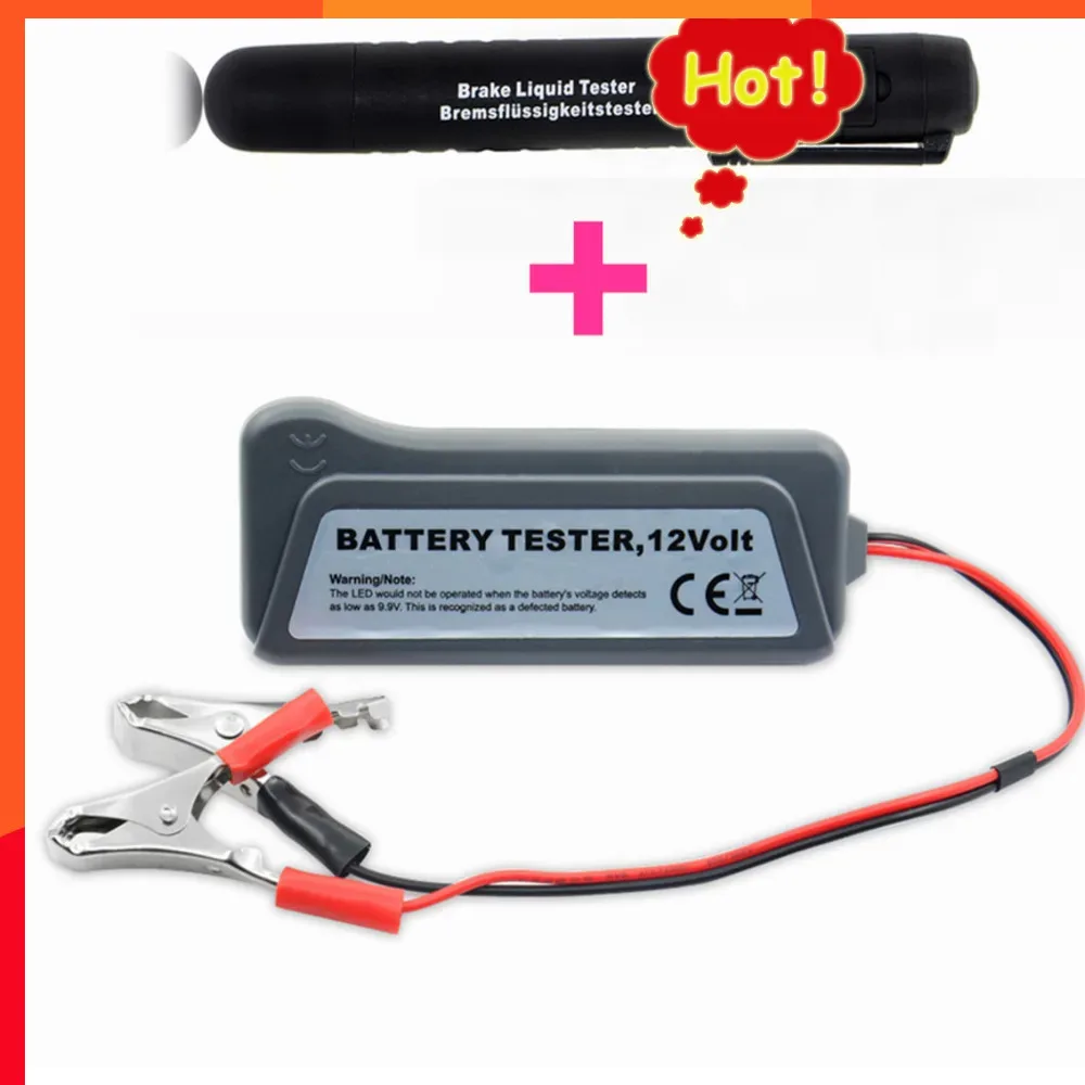 

Hot Selling 12V Digital Battery Alternator Tester With 6 LED Lights Display Battery Testers With Brake Fluid Tester