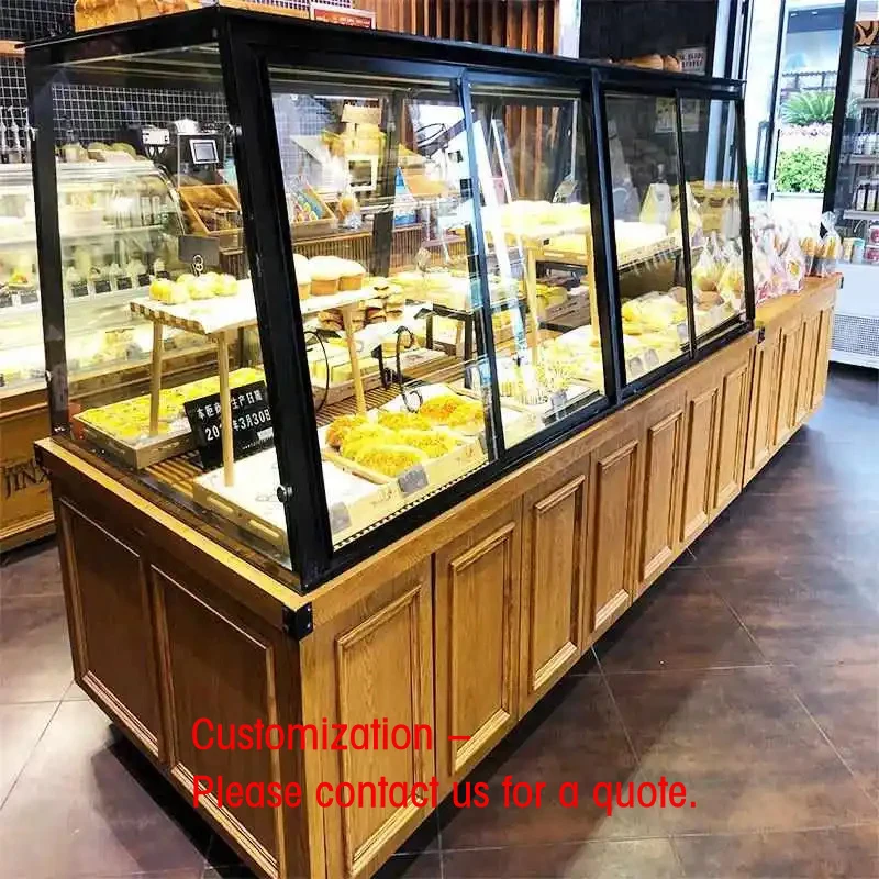 

custom.Custom Luxury Wooden Bakery Display Stand with LED Lighting Glass Back Supermarkets & Shopping Malls-& D