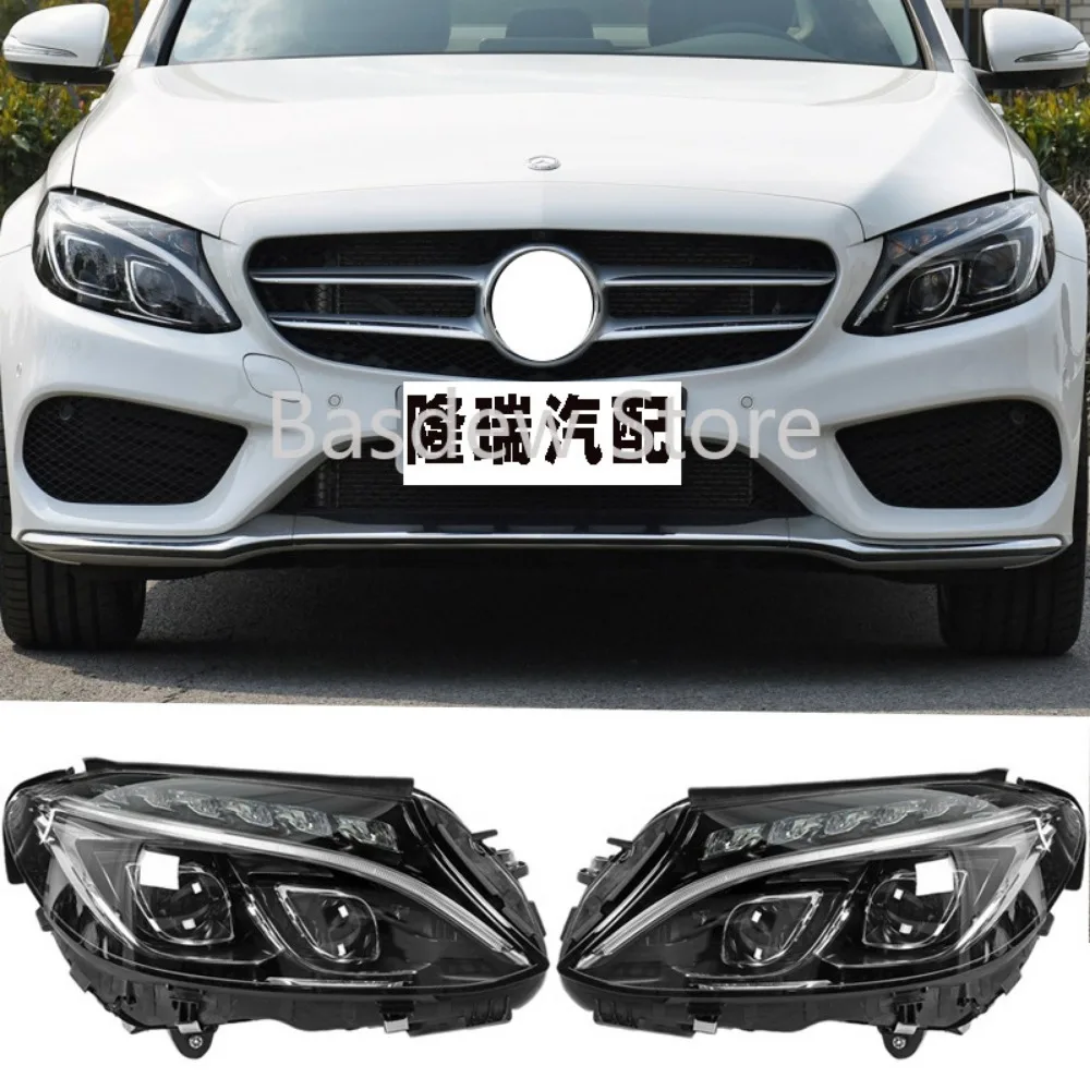 Applicable toBenz C- Class W205 Low-Rise Double Transparent Headlight Modified Led Geometric Headlight Daytime Running Lamp C180