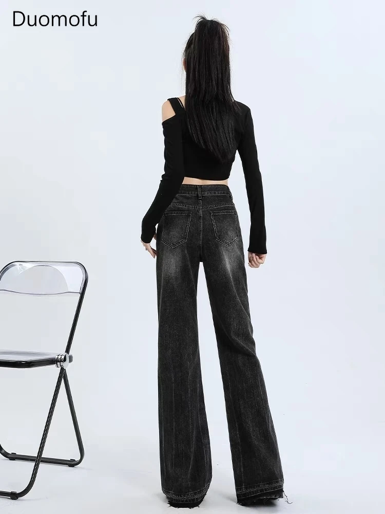 Duomofu Autumn Full Length Classic Straight Loose Female Jeans American New Basic High Waist Slim Chic Flare Fashion Women Jeans