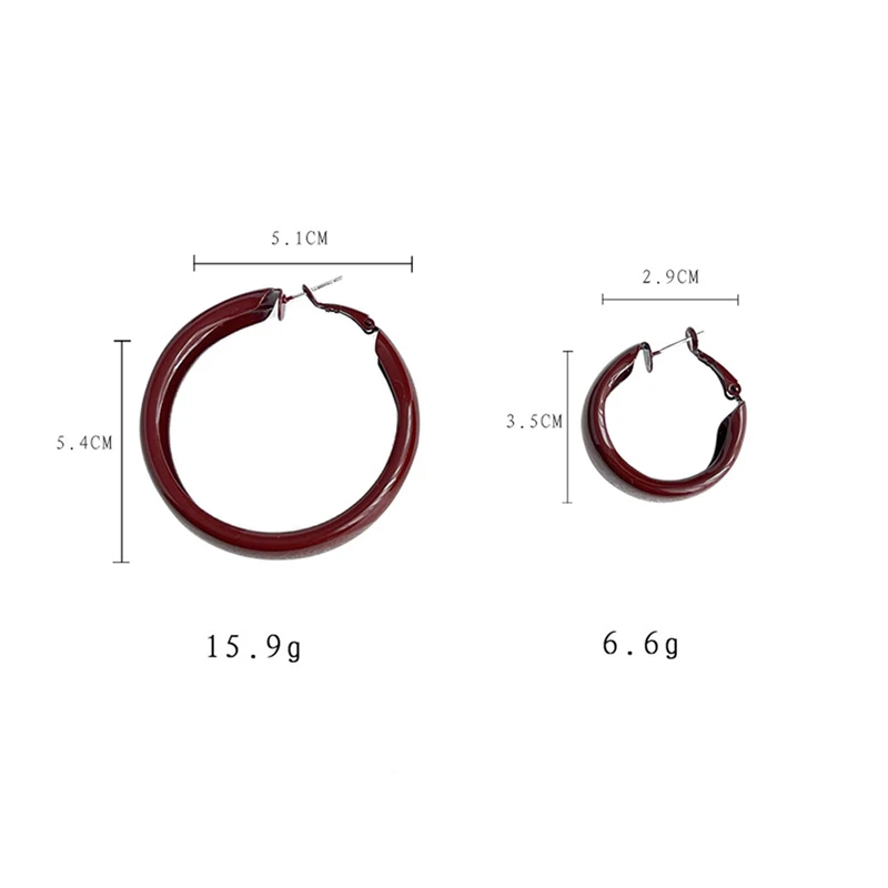 Vintage Rote Große und Kleine Kreisförmige Ohrringe für Frauen Einfache Geometrische Runde Glänzende Huggie-Ohrringe Party-Schmuck Geschenk – Detail 6