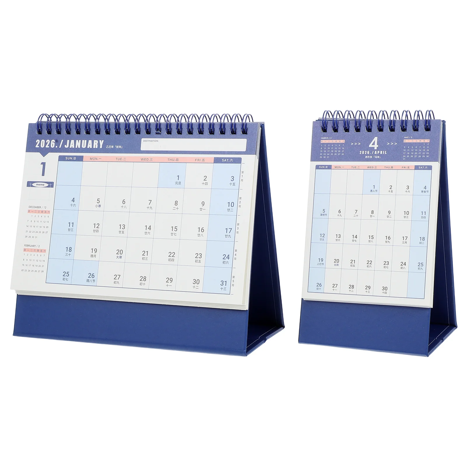 

2 Pcs Office Desk Calendar Creative Aesthetic for Home Small Daily Desktop Compact Block Blue Calander