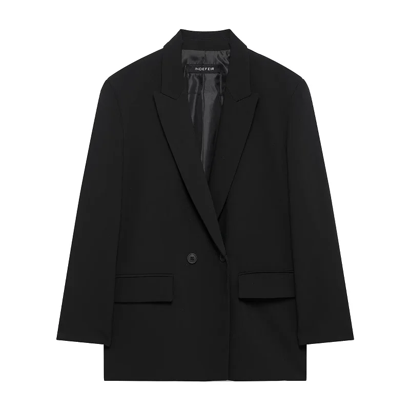 MUJER 2025 Straight Blazer for Women Loose Office Blazer Women Long Sleeve Casual Blazer Woman Outerwears New Coats and Jackets image 4