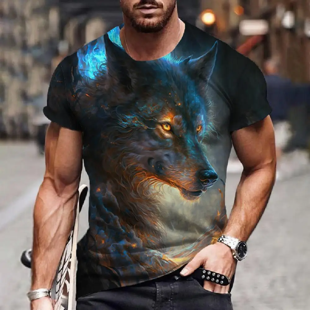 Wolf T-Shirt 3d Digital Animal Print Graphic camisa hombre Causal Tees Short Sleeves Comfortable Pullover Tops Men's Clothing