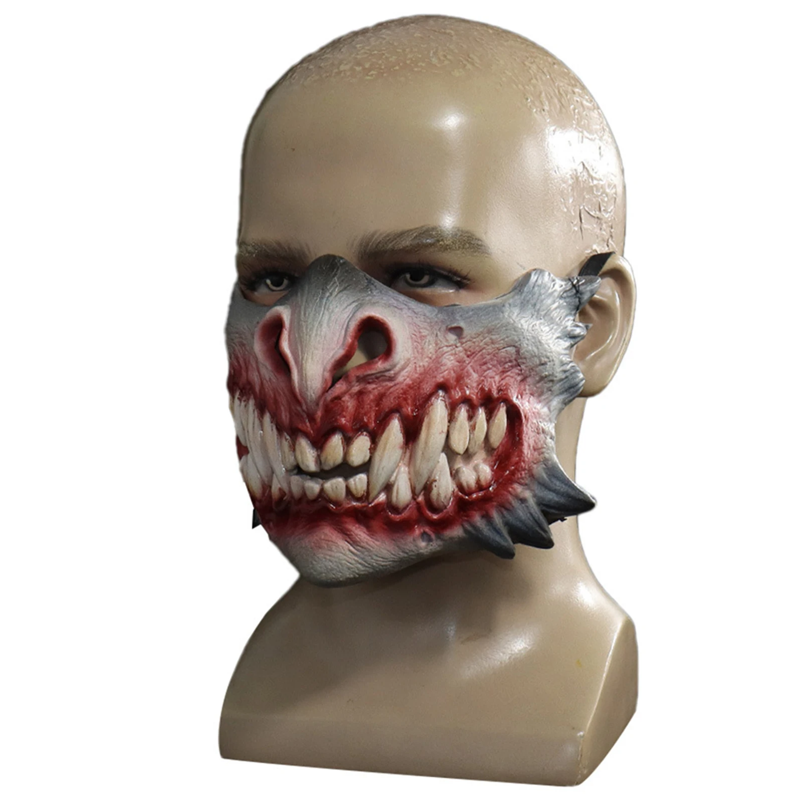 P-jsmen – masque d'horreur pour Halloween, dents effrayantes, demi-visage, accessoires de Cosplay effrayants, accessoires de Variation de Zombie