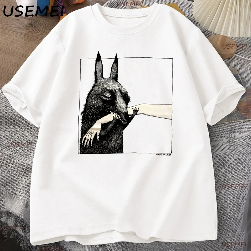 Funny Creature Bite Cotton T Shirt for Animal Lovers