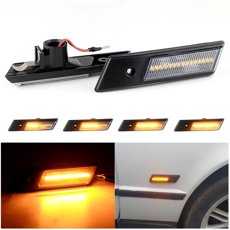 

2×for BMW E30 E32 E34 E36 M3 M5 318is 325is 318i 320i 325i 3 5 7 Series 1990-1996 LED Dynamic Side Marker Lamp Turn Signal Light