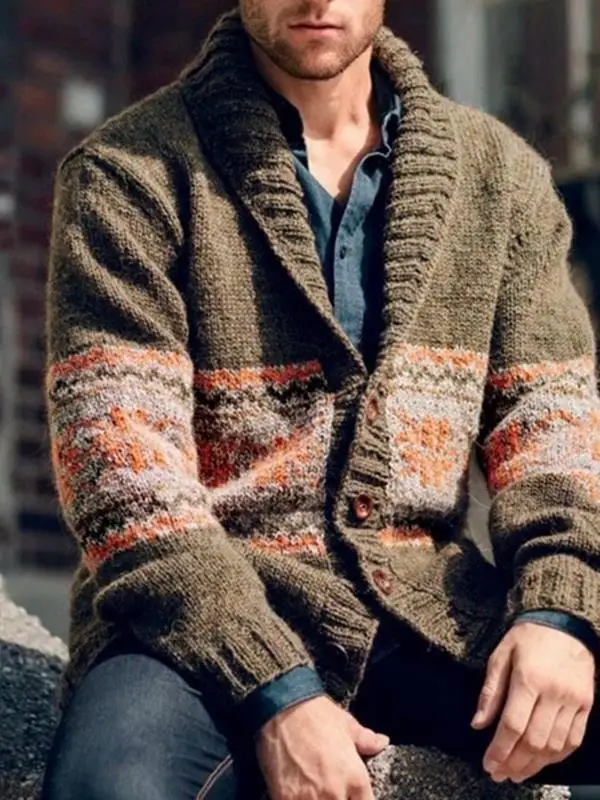 

Men's Knitted Cardigan Coat Long Sve Turn-down Collar Outerwear Autumn Winter Big Size Sweater Comfortable Breathable Mens...