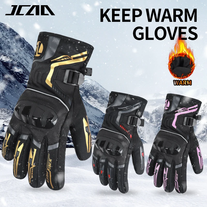

Gold/Black/Pink Winter Warm Motorcycle Gloves Full Waterproof Windproof Thermal Protective Motocross Motorbike Riding Gloves