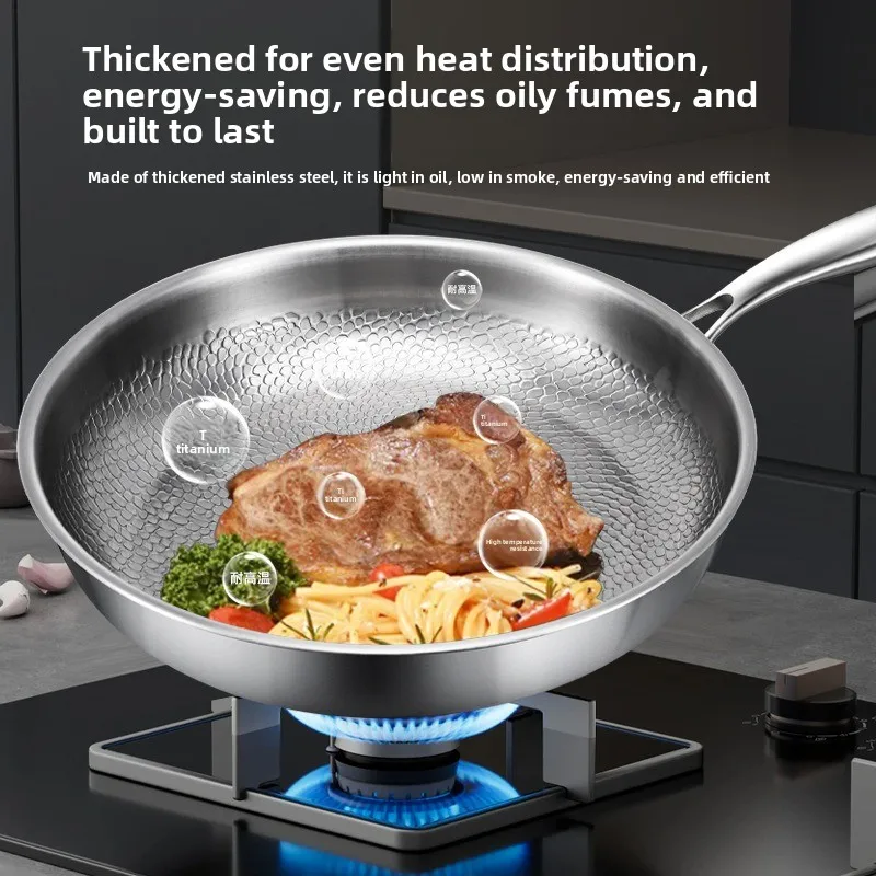 

Titanium Steel Hammered Non-Stick Frying Pan Double Anti-Stick Durable Healthy Skillet Kitchen Cookware for Gas Induction Cooker