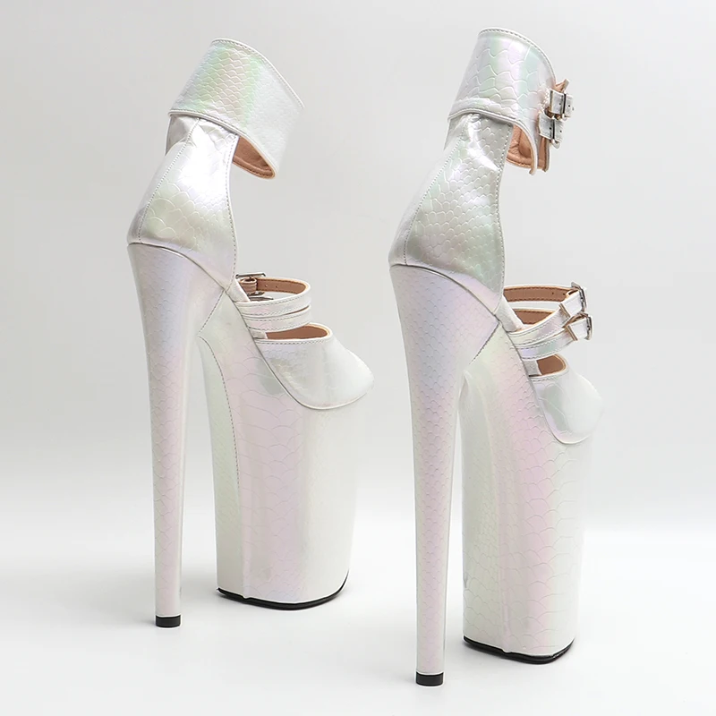 Leecabe 23CM / 9inches Shiny Snake PU Upper open toe fashion Platform High Heels Sandals Pole Dance shoes
