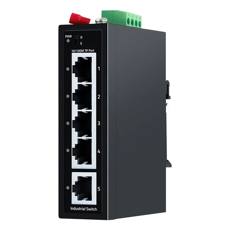 

Industrial grade switch 4 100M network port 1 100M uplink network port 4KV lightning protection DIN rail installation