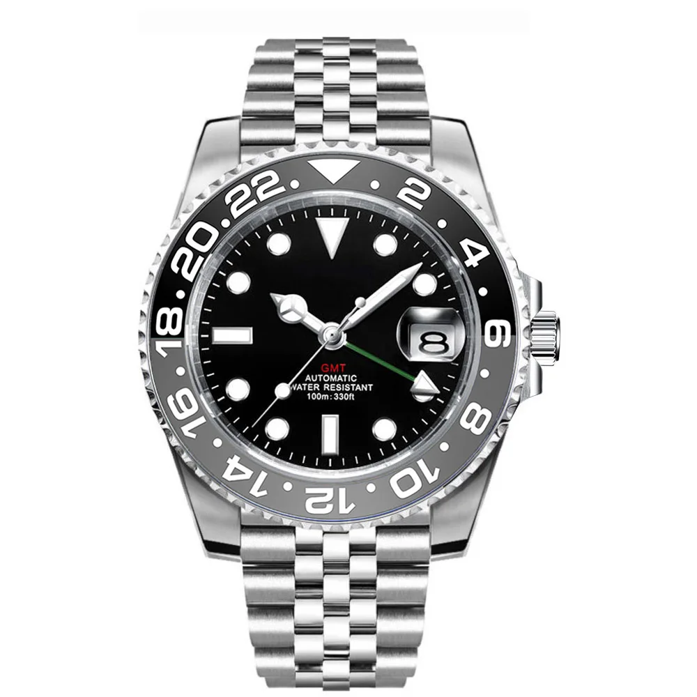 Corgeut Custom Logo Mechanical GMT Wrist Watch NH34 Movement Sapphire 10Bar 9