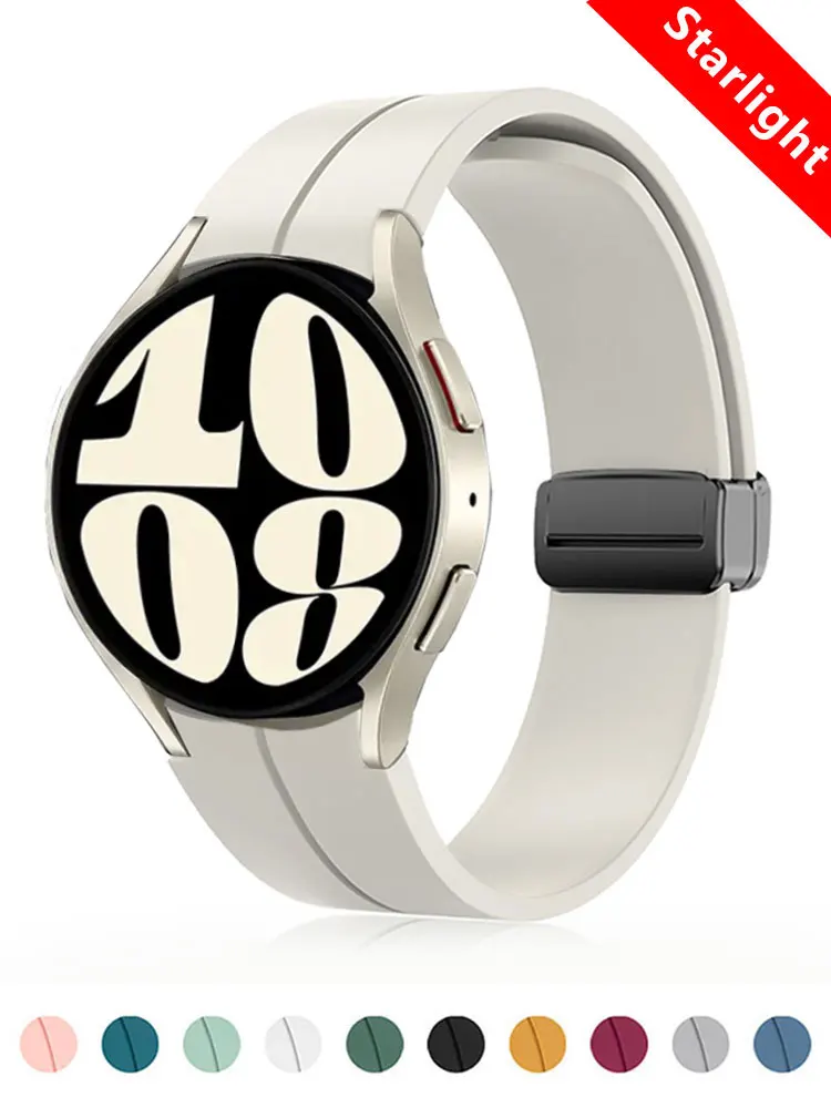 Original Silikonarmband für Samsung Galaxy Watch 6 5 4 Classic Armband 47 mm 43 mm 44 mm 40 mm Magnetschnalle Galaxy Watch 5 Pro 45 mm
