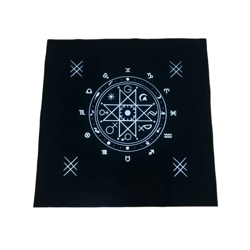 50x50 Art Tarot Pagan Altaarkleed Flanel Tafelkleed Waarzeggerij Kaarten Vierkant Tapijt Decor D5QD