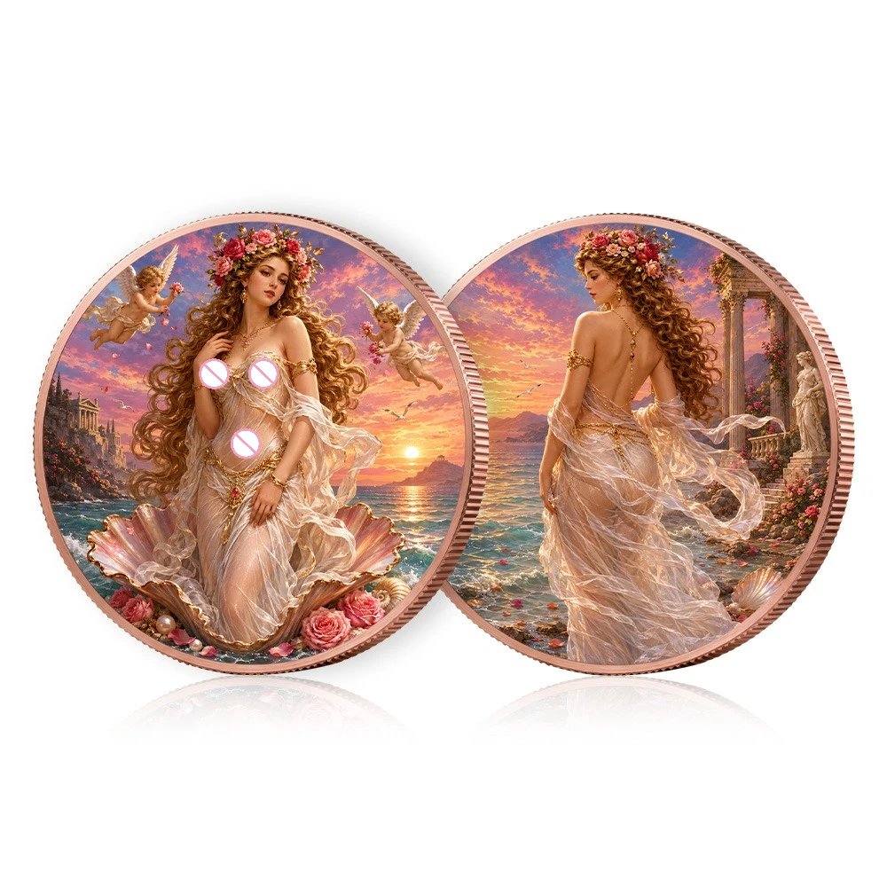 1OZ .999 Fine Copper Coin Aphrodite Goddess Cupid  Ancient Greek Temple Printed Collectible Challenge Medal Desktop Gift