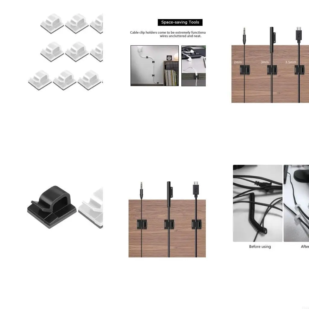 

193A 10Pcs Self-adhesive Wire Tie Cable Clamp Clips Holder for Car Table Desk Storage
