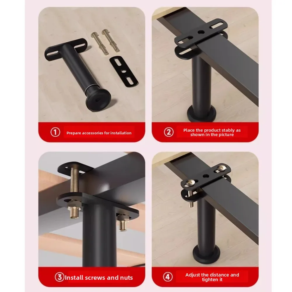 Adjustable Bed Frame Support Legs Heavy Duty Black Bed Slats Support Legs Load-bearing Metal Furniture Legs image 3