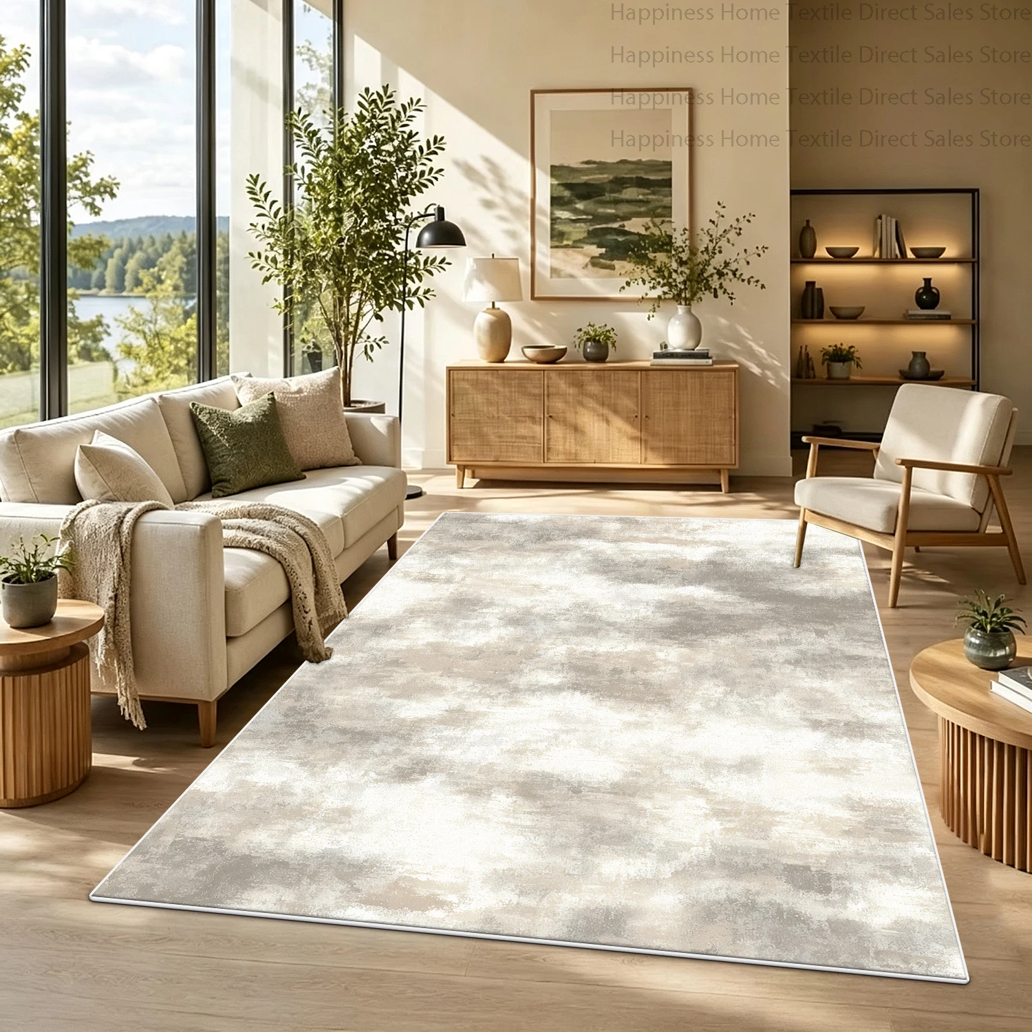 Nordic Abstract Style Carpet for Living Room Large Area Antiskid Washable Parlor Decoration Rug Soft Fluffy Bedroom Bedside Mat