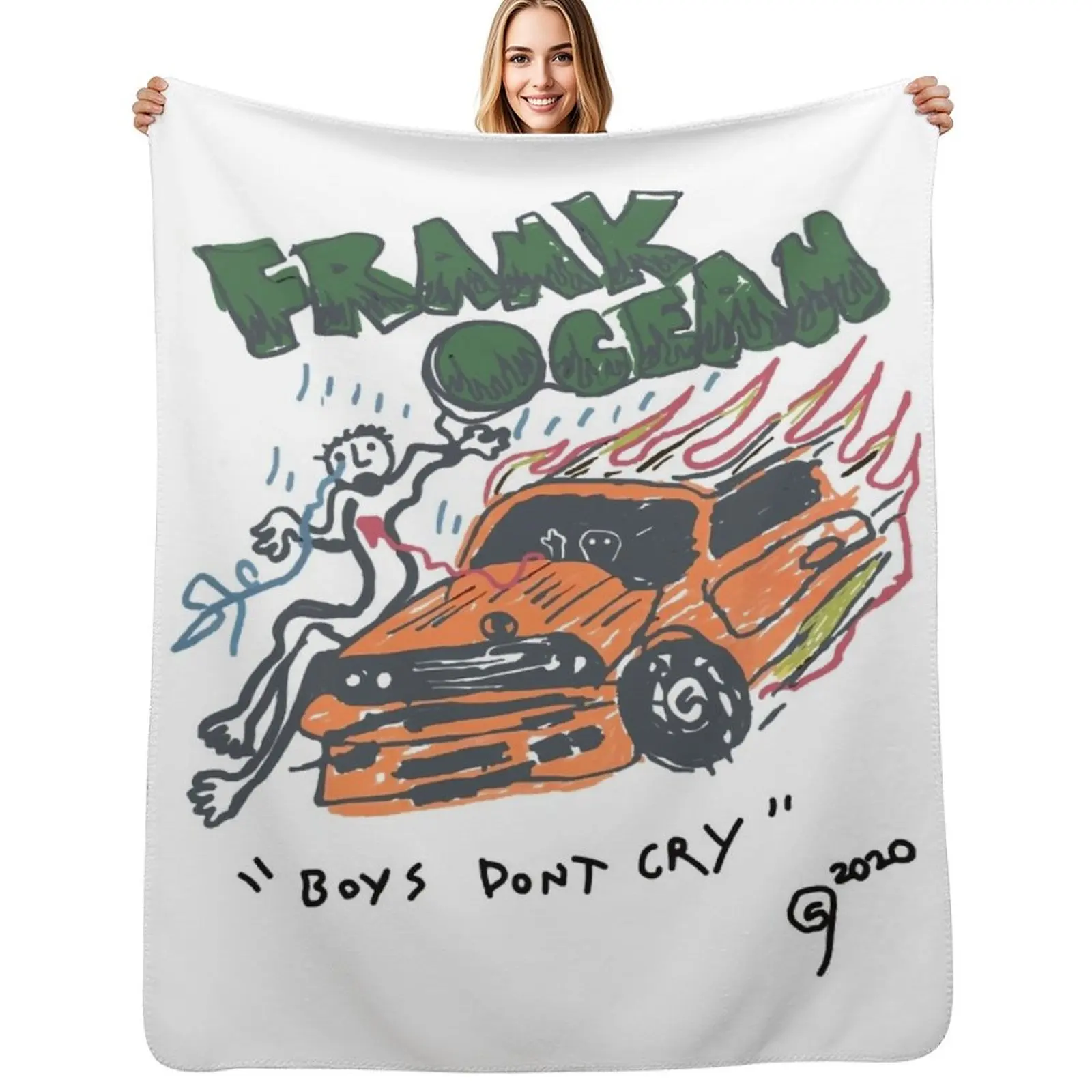 Frank Ocean and the cars of Blonde Throw Blanket Soft Bed linens Hairy Bed Cute Plaid Furry Blankets