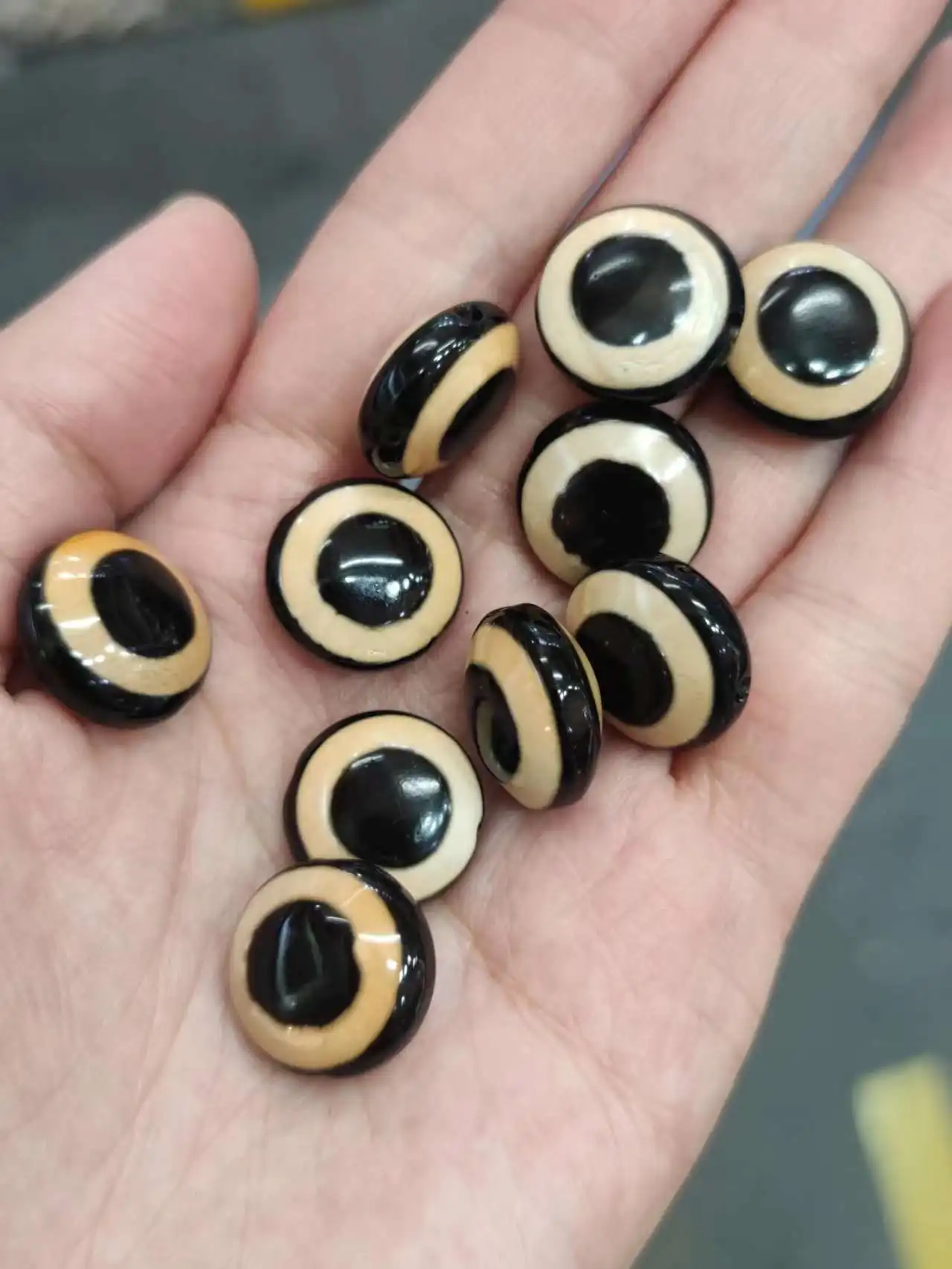 100pcs/lot natural agate sheep eye beads wholesale Saucer shape Ethnic Prayer beads Dzi 16mm Ethnic style diy Bracelet necklace