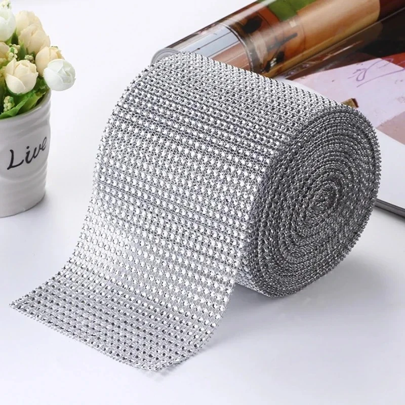 1Yard Sparkle 24Row DiamondRhinestones Ribbon Rhinestone Ribbon Silver Crystal Mesh Rhinestone Wrap DIY Crafts Wedding Decor