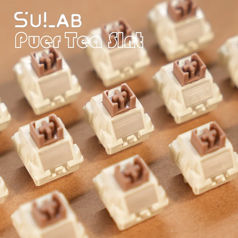 Pu'er Tea Silent Switch Micro Tactile Pre-Lubed 5 Pins HotSwap POM Stem WingTree&LICHICX Switches For Mx Mechanical Keyboard