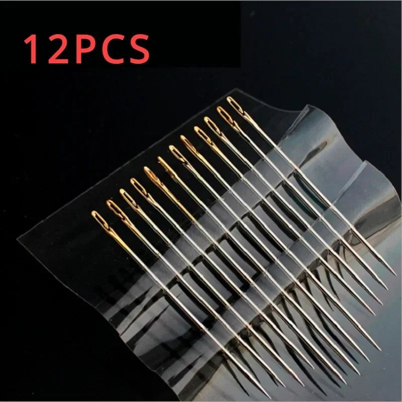 New 12PCS/set Sewing Needles Multi-size Side Opening Stainless Steel Darning Sewing Household Hand Tools