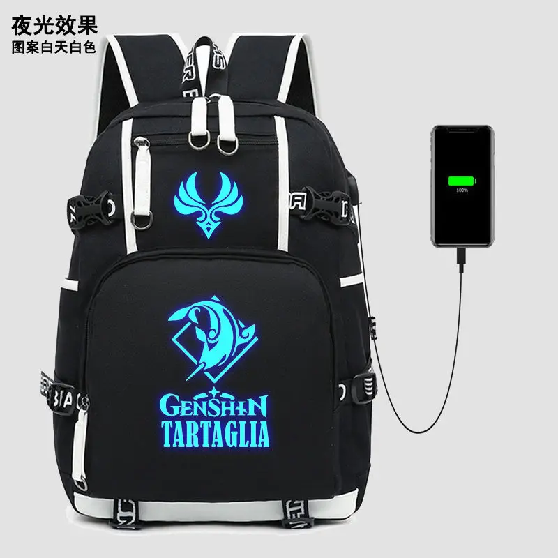 Glow-In-The-Dark Genshin Impact Merchandise Dazhao Game Boys Girls Middle And High Double Shoulder Bag Xiangling Venti Anime