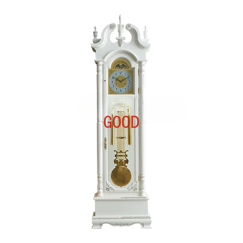 

European Style the Grandfather Clock Living Room Villa Retro White Vertical Large Pendulum Clock Polaris Luxury Clock