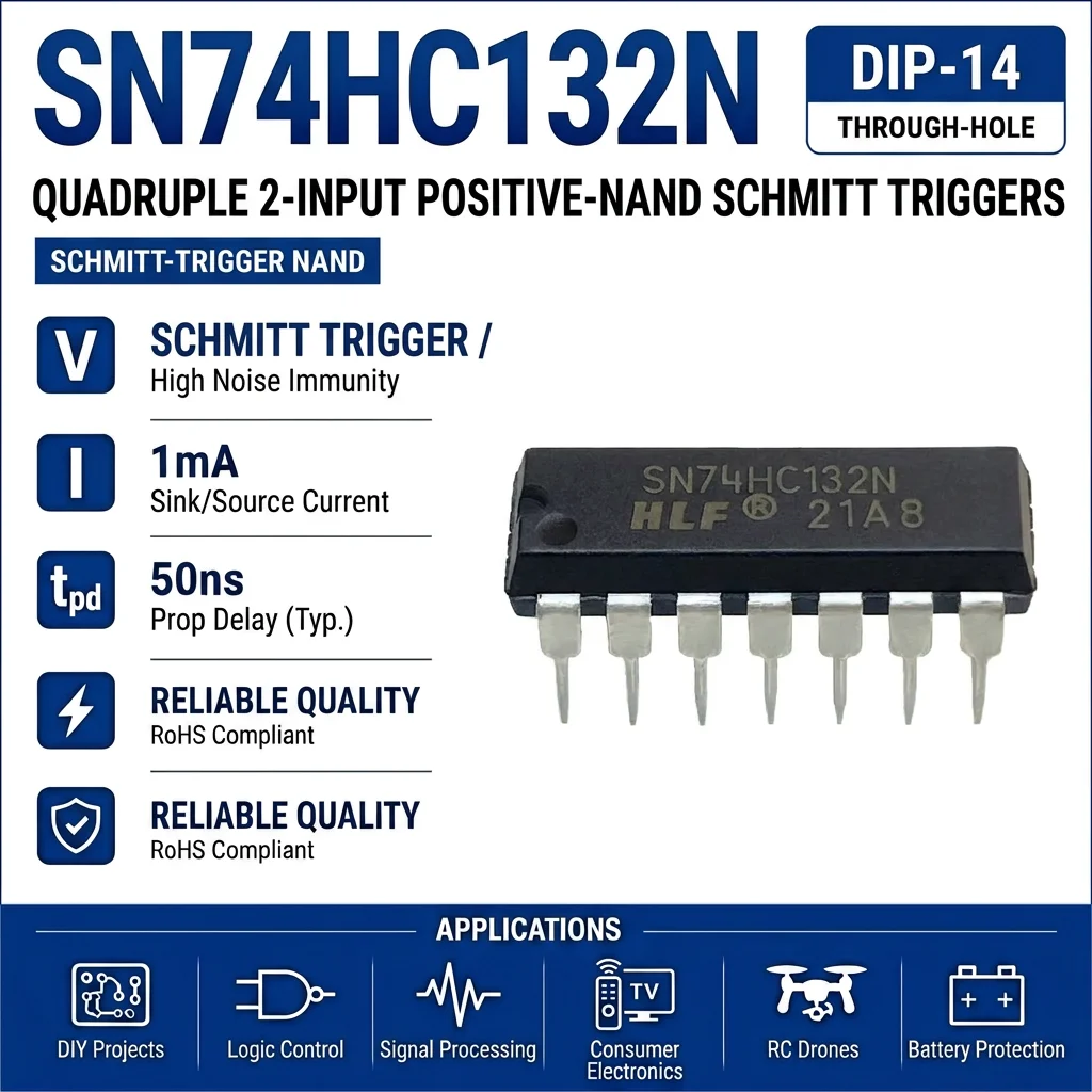 (25 pcs) SN74LS132N DIP-14 SN74LS132 Quad 2-Input NAND Gate Schmitt Trigger