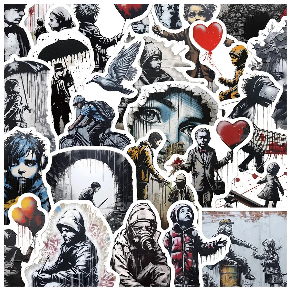 10/30/50pcs Exotic Banksy Artsy Graffiti Sticker Aesthetic Waterproof Decorative Motorcycle Car Skateboard PVC Sticker Wholesale