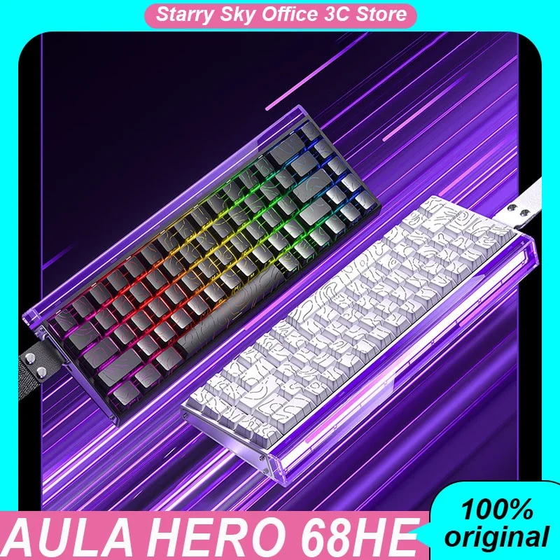 AULA HERO-Clavier de jeu personnalisé à axe magnétique, son Hifi, faible latence, précision Rt 0.01mm, taux de retour 8k, 68HE