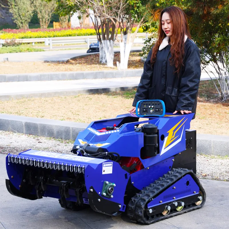 

Customized grass crusher, CE EPA certified all-terrain lawn mower, agricultural rubber-tracked remote-controlled robot