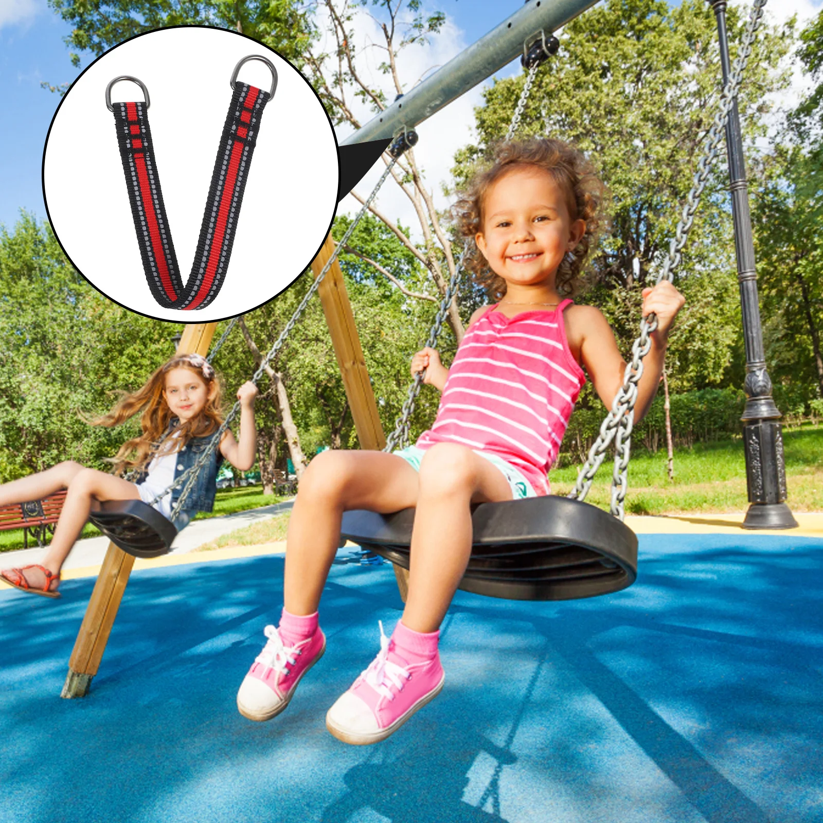 

2Pcs Safety Swing Straps Red Heavy Duty Adjustable Hammock Chair Straps Playground Gym Equipment Hanging Ropes Outdoor Swing Set