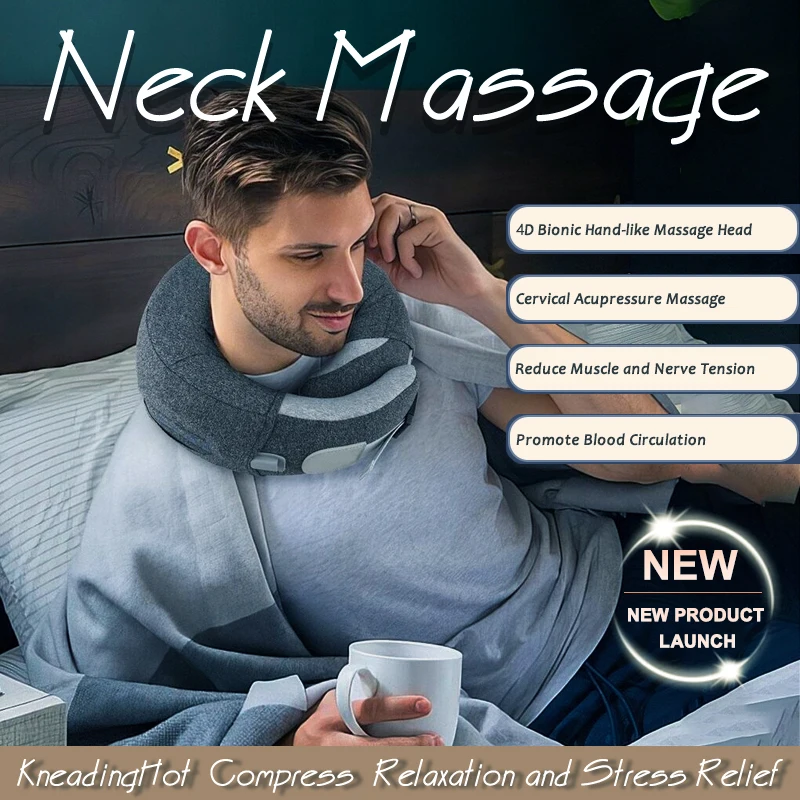 

Best U-shaped Car Travel Pillow,Vibration Hot Compress On The Shoulder,Cervical Support Relaxing for Airplane&Hotel Use Massager