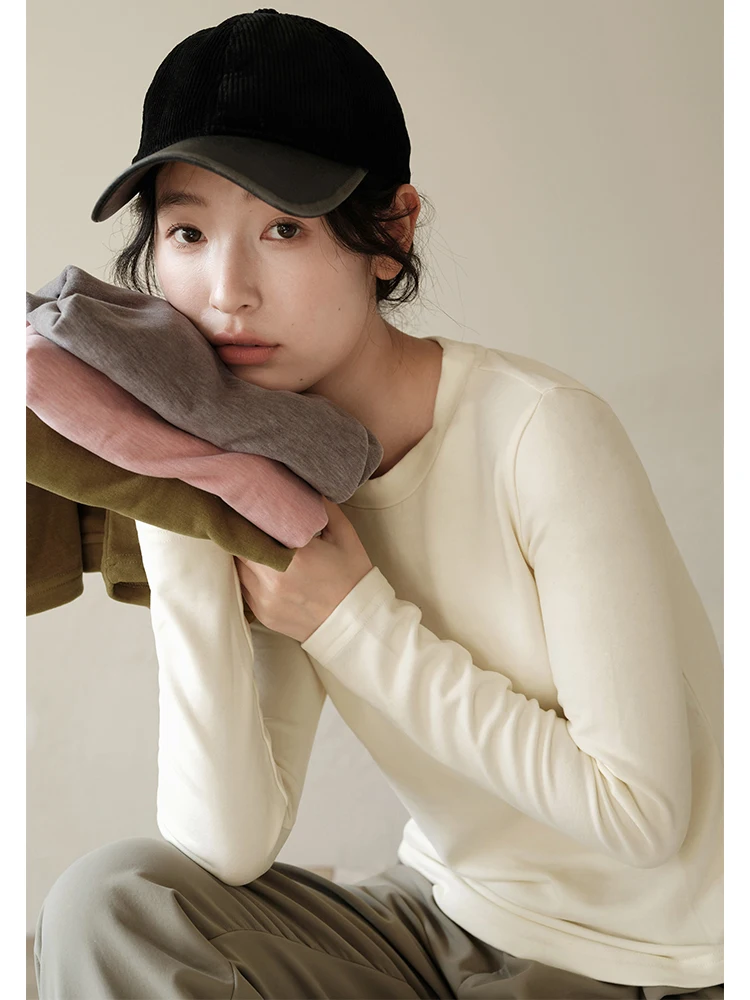 

Универсальная терморегулирующая хлопковая футболка с длинным рукавом для женщин, базовый слой, универсальная зимняя модная женская футболка