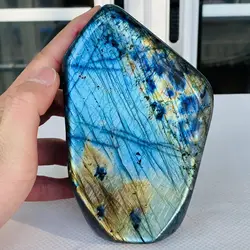 200-2600g Natural Crystal Moonstone Raw Gemstone Ornament Polished Quartz Labradorite Handicraft Decorating Stone Healing