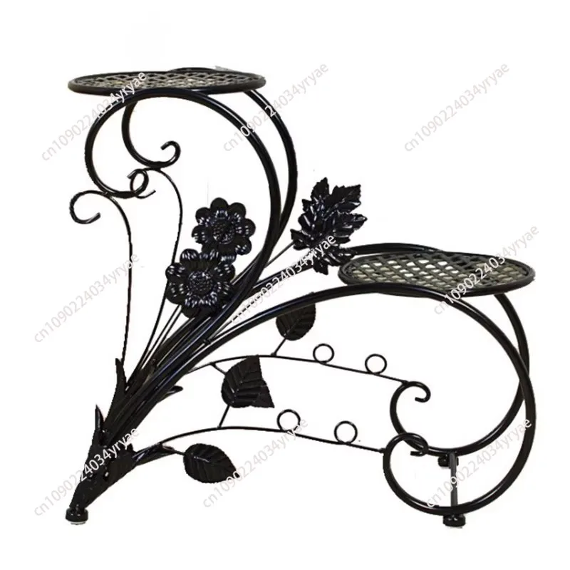 2PCS Rustproof Metal Plant Stand 4 Potted Flower Display Rack Shelf for Garden Balcony Office White and Black