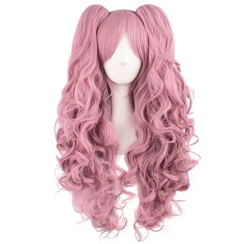 

Цельный розовый длинный волнистый хвост с двойным хвостом, аниме Pinkie Pie, костюм персонажа, парик