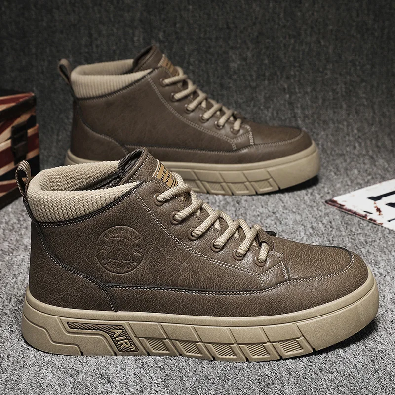 

Модные мужские ботинки Высокие повседневные спортивные туфли для мужчин Дизайнерские противоскользящие ботильоны Уличные мужские рабочие ботинки на толстой подошве Новые