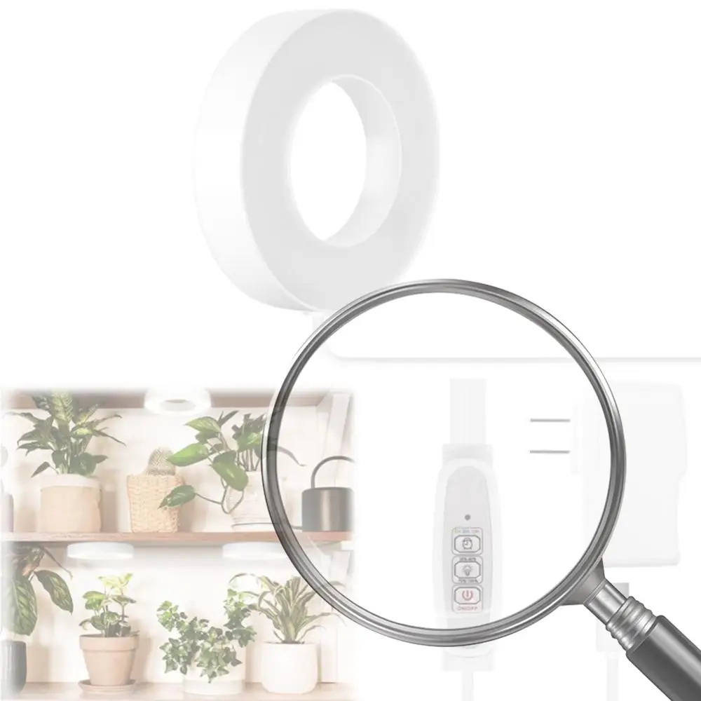

Full Spectrum LED Halo Plant Lamp 4 Dimmable Levels Halo Grow Lamp Height Adjustable Under Cabinet Plant Lamp for Indoor Plants