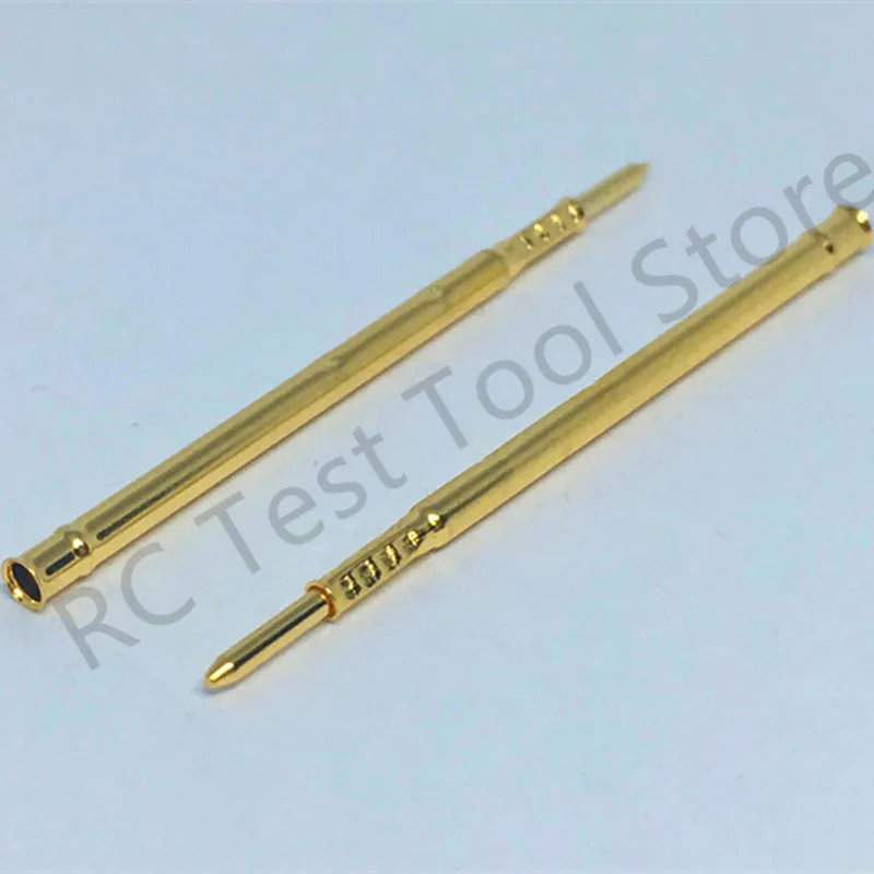 100PCS/Pack Test Probe Receptacle R100-1T Brass Tube Spring Test Probe for Electrical Length 35.3mm Needle Dia 1.67mm Test Tool