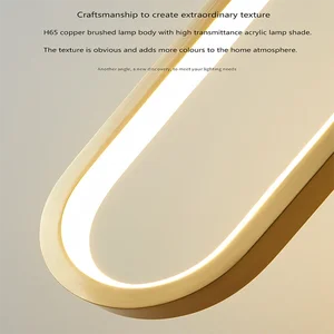 Modern Minimalista LED Pendant Light, Lustre Lustre Chandelier para Quarto, Restaurante, Sala de estar, Lâmpadas suspensas douradas, Decoração Home Interior 10 principais vendas lustres pendentes dourados - №4